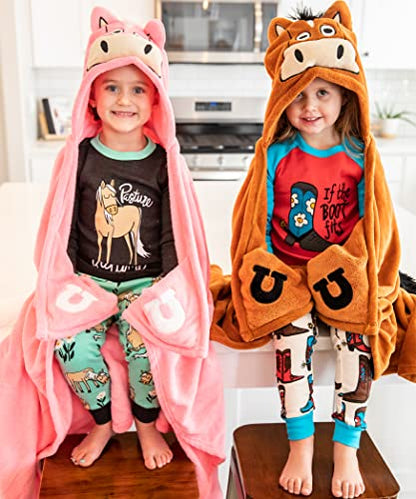 Lazy One Wearable Hooded Blanket for Kids, Animal Hooded Blanket (Horse, Brown) - color: Horse Blanket Hooded Blanket