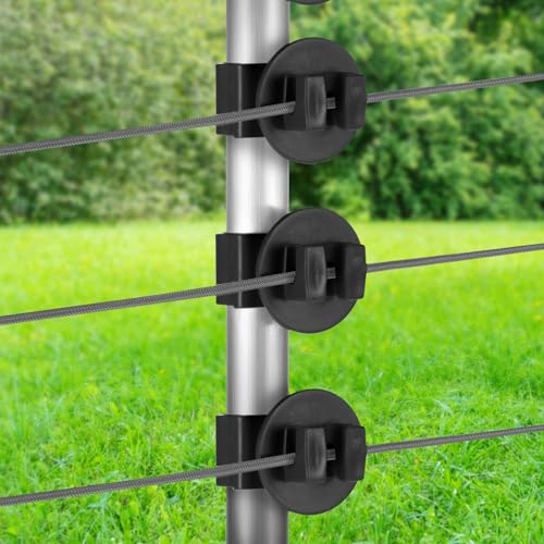 Geiserailie 200 Pcs Black T Post Insulators Electric Fence Posts Electric Fence Insulators Wire Standard Snug Fitting T Post Clips for Agricultural Ranchers - color: Black