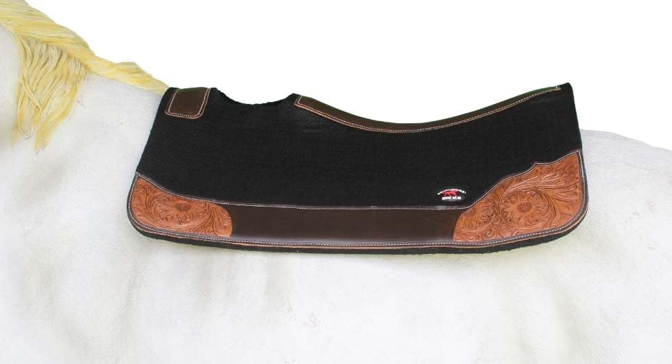 Horse 32"x30" Western Contoured Wool Felt Therapeutic Saddle Pad 39252 - color: Black