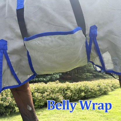Horse Fly Sheet – UV Protection Breathable Mesh Summer Horse Rug, Lightweight Horse Sheet for Real Horses, Spring/Summer Turnout Sheet with Belly Wrap, Detachable Neck Cover (US 78IN (EU 145cm)) - size: US 78IN (EU 145cm)