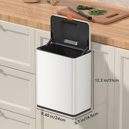Mbillion 2.1 Gal White Hanging Stainless Steel Compost Bin - color: White, size: 2.1 Gal