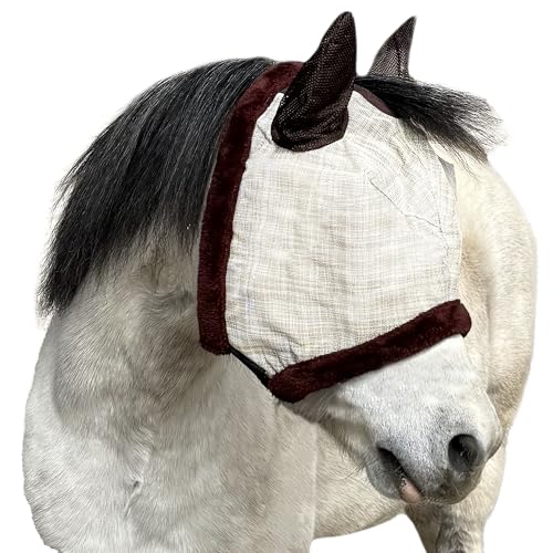 Kensington Mini/Pony Fly Mask Fleece Trim & Soft Mesh Ears Size: Mini A Color:500 Desert Sand - color: 500 - Desert Sand, size: Petite Mini