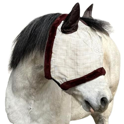 Kensington Mini/Pony Fly Mask Fleece Trim & Soft Mesh Ears Size: Mini A Color:500 Desert Sand - color: 500 - Desert Sand, size: Petite Mini