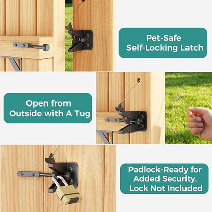 Wooden Gate Hardware Kit, Heavy Duty Anti Sag Outdoor Wood Corner Bracket | Self-lock gravity latch. Rust-proof powder-coated steel.Complete gate kit. For outside fence, garden, deck, porch, pool, farm
