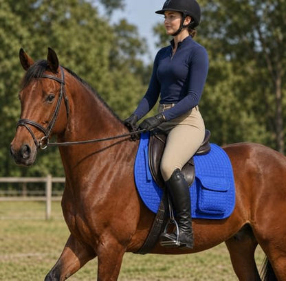 Horse English Quilted Faux Fur All-Purpose Saddle Pad Pockets 72152 - color: Royal Blue