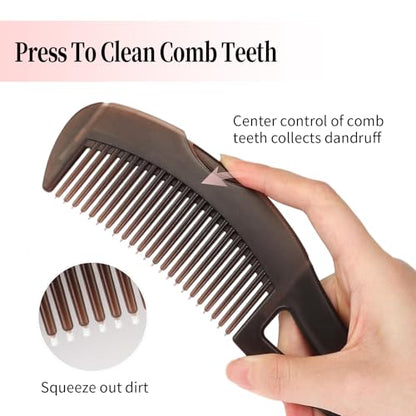 Dandruff Comb, Stainless Steel Fine Tooth Lice/Flea Comb, Psoriasis Comb, Scalp Oil Buildup Removal Wide Hollow Tooth Button Hairbrush for Scalp Massage Care for Man Women and Kids