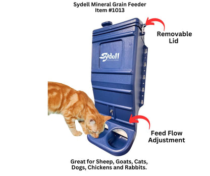 Sheep and Goat Grain Mineral Feeder, Large Outdoor Forage Grain Feeding System, Supports Up to 10 Small Livestock, Weather Resistant Heavy-Duty Plastic, Fence Mounted