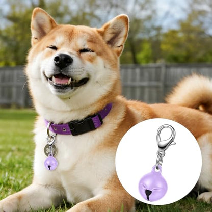 Larrel 14 Pcs Pet Bell, Small Dog Collar Bell with Key Rings Clasps Cat Collar Charms Pet Pendant Accessories for Small Animal Dog Goat Puppy Kitty Pets Training to go Outside 1/2-Inch (Colourful)