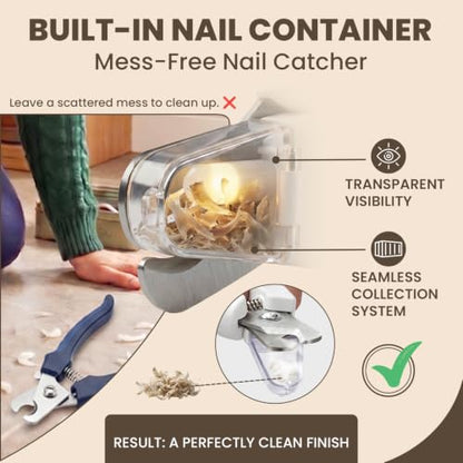 2-in-1 Dog & Cat Nail Clipper and Grinder with Light - USB Rechargeable Pet Nail Trimmer with Safety Guard for Thick Nails, Quiet Professional Grooming Tool - color: white