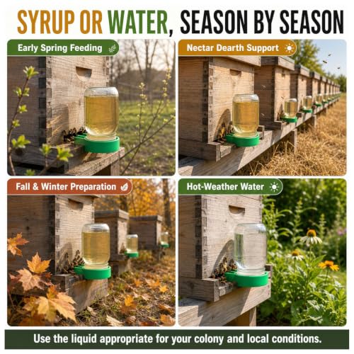 Bee Feeder, Entrance Feeders for Regular Mouth Mason Jars, 4 Pack