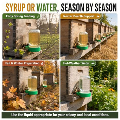 Bee Feeder, Entrance Feeders for Regular Mouth Mason Jars, 4 Pack