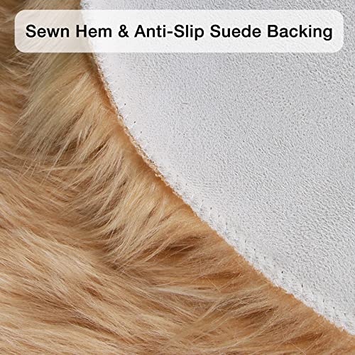 duduta Beige Faux Sheepskin Runner Rugs 2x6 ft, Fluffy Fur Couch Covers - color: Beige, size: 2' x 6'