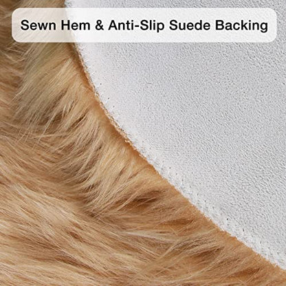 duduta Beige Faux Sheepskin Runner Rugs 2x6 ft, Fluffy Fur Couch Covers - color: Beige, size: 2' x 6'