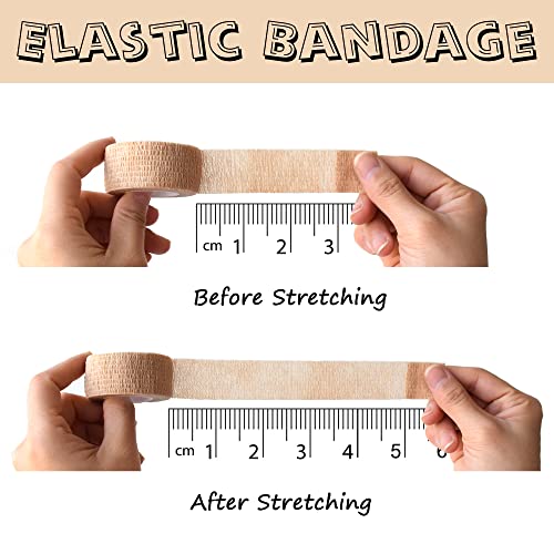 8 Pack 1 in x 5 Yards Cohesive Wrap Self Adhesive Bandage Wrap Elastic Self Adherent Wrap Self Stick Vet Tape for Athletic, Wrist, Ankle, Knees, Pets (Red) - color: Red, size: 1 Inch