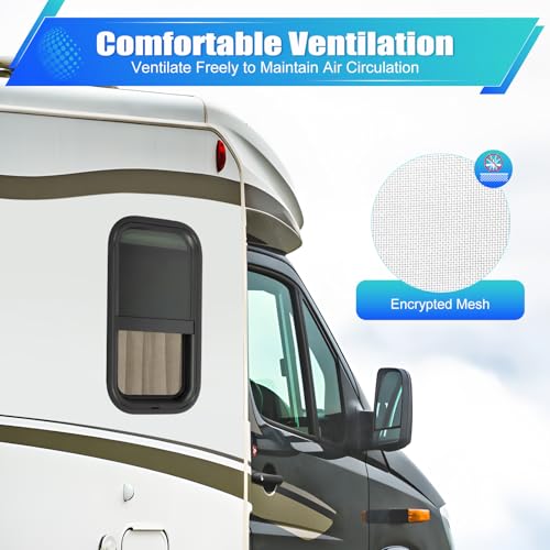 RV Window, 22" X 12" Universal RV Window Vertical Slide W/Trim Ring, Vertical Sliding Glass Window with Screen Window for Cargo, Horse Trailer, Marine Camper Window Replacement (12”x22”) - size: 12”x22”