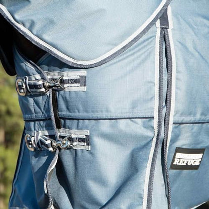 Jeffers Poplar Head Refuge 1200 Denier Turnout Blanket, Hamilton Blue, 87" – Waterproof & Breathable Horse Blanket, 240g Insulation, Adjustable Fit for Comfort & Safe Use, Durable Design - size: 87 in