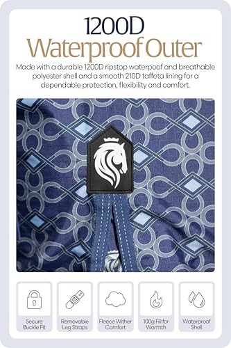 Equinavia Arktis Reg. Neck Lightweight Turnout Blanket 100g - Skipper Blue - 72 in - color: Skipper Blue, size: 72 in