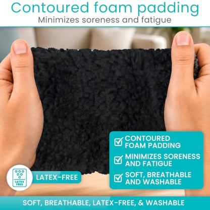 Vive Premium Walker Handle Cushions - Extra Soft Faux-Sheepskin Padded - color: Black