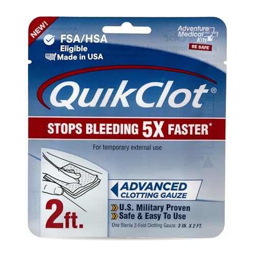 QuikClot Kaolin Clotting Gauze, 2' - size: 3 in x 2 ft