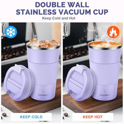 MOMSIV 17oz Travel Coffee Mug, Insulated Coffee Cup with Leakproof Lid - color: B-Purple Taro-17oz