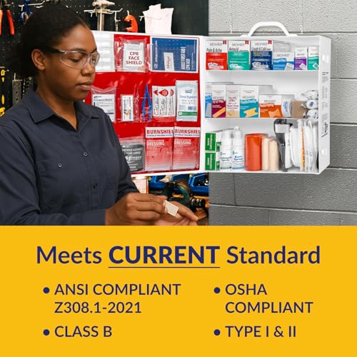 MFASCO OSHA/ANSI 2021 Class B First Aid Cabinet | 3-Shelf with Meds - size: 3 Shelf, style: W/ Medications