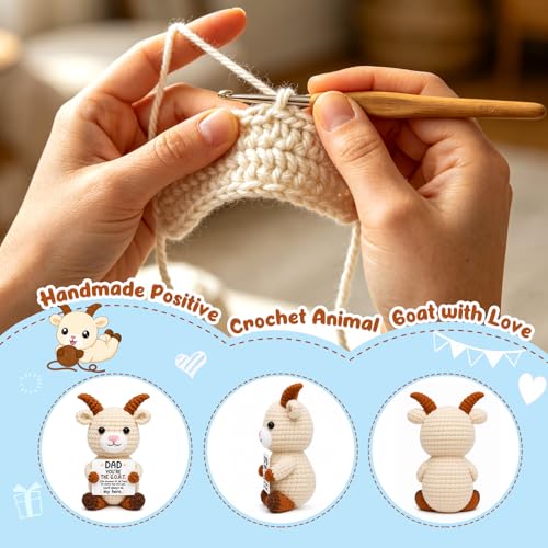 Birthday Gift for Dad Handmade Crochet Goat Mini Funny Cute Small Goat Gift