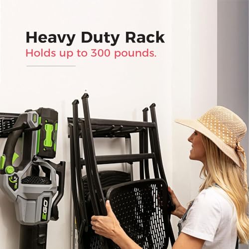 TIDYME Garage Tool Organizer Wall Mount, 64", 4 Racks 8 Hooks, 400 lbs | 400 lbs, anti-rust carbon steel, garden tool organizer & storage rack for garage organization, shovels, rakes & tools - size: 64" Carbon Steel with 4 Racks & 8 Hooks