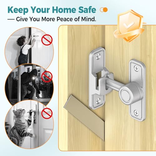 Barn Door Lock 2.4" 90/180 Flip Gate Latch, Sliver 2-Pack - color: Silver-2 Pcs