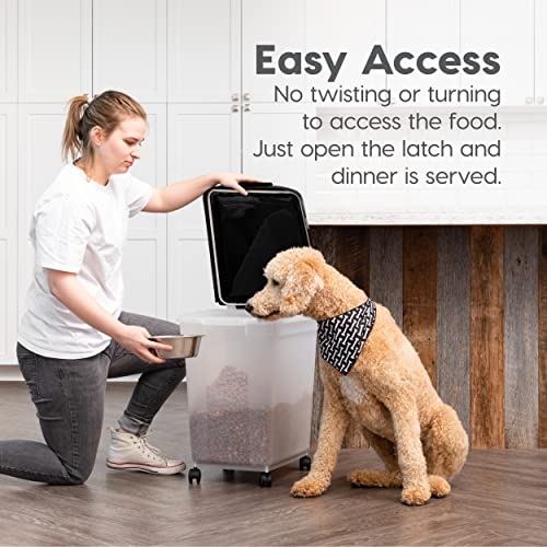 IRIS USA Dog Food Storage Container, Up to 50 lbs, Black, Made in USA - color: Black, size: 50 lbs