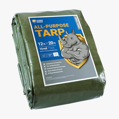 GUARD SHIELD Heavy Duty Tarp 12x20 Feet Green Multi Purpose Thick Waterproof Poly Tarp Cover 10mil - color: Green, size: 12x20