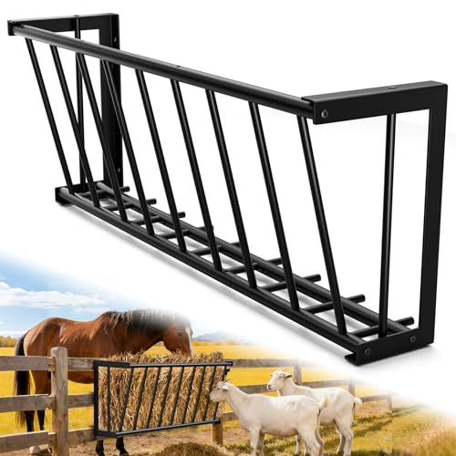 Hay Feeder for Goats Horses,25 Gallon Livestock Feede,Heavy-Duty Steel Goat Hay Rack,40''Long Hay Feeder Blanket Holder,Wall Mount Goat Feeders for Horses,Sheep,Goats,Indoor Outdoor Uses
