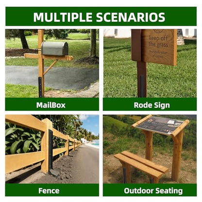 5PCS Fence Post Repair Kit, Heavy Duty Fence Posts Repair Stakes for Fix Wooden Broken Posts, Repair Tilted - color: Dark Black