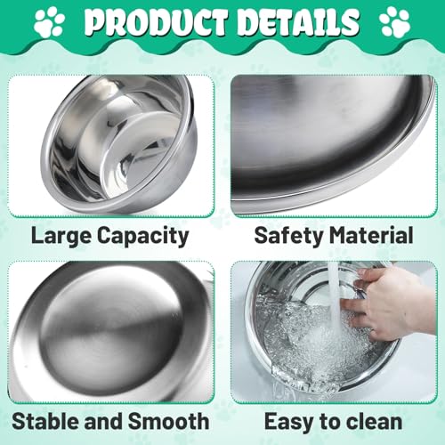 MEWTOGO 2 Pcs 1 Gallon Food Grade Stainless Steel Large Dog Bowls - size: 1 Gallons