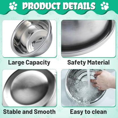 MEWTOGO 2 Pcs 1 Gallon Food Grade Stainless Steel Large Dog Bowls - size: 1 Gallons