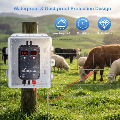 Outdoor Electrical Box Waterproof, 8.94×7.48×3.78 Inch Waterproof Enclosure with 656 Feet/200 Meters Electric Fence Rope Polywire,for Outdoor/Small Electric Fence Charger Installation (with clear lid)