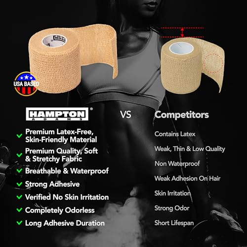 Hampton Adams Self Adhesive Bandage Wrap, Pet Safe, Cohesive Hold - color: Beige