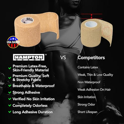 Hampton Adams Self Adhesive Bandage Wrap, Pet Safe, Cohesive Hold - color: Beige