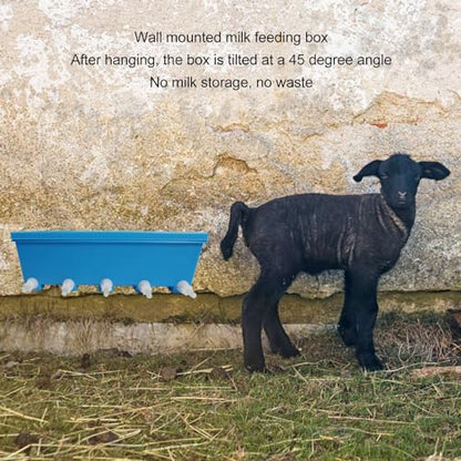 Sorandy Silicone Lamb Drink Feeder, Farm Livestock Breeding Feeder, Vertical Type Calf Feeding Bottle with 5 Nipples Wall Mounted 8L Livestock Milk Feeding Bucket for Nursing Animal Lamb