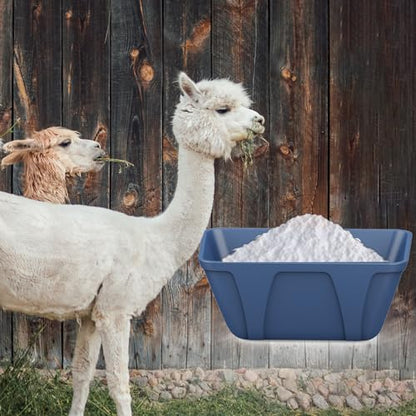 mozoba Hanging Chicken Feeder Trough for Goat Sheep Deer Poultry Duck Chicken Fence Feeder Livestock Feeding Container Goats Supplies Feeders Waterer Bucket (Black and Blue) - color: Black and Blue