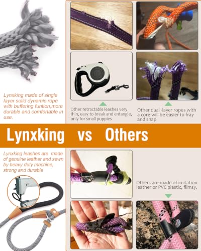 Dog Leash Slip Lead Braided Rope Pet Training Loop Leashes 5ft 6ft 8ft - color: Grey