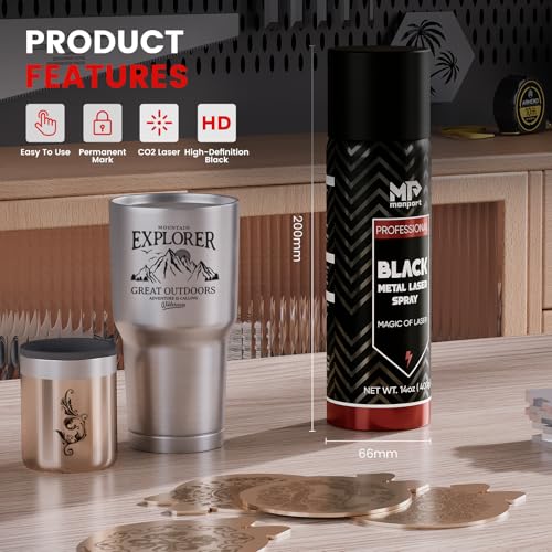 Monport Laser Marking Spray,Metal Laser Marking Fluid for CO2 Laser Engravers,14oz High Contrast Aerosol Black Spray for Laser Engraving Metal,Laser Ink for Aluminum,Stainless Steel, and Brass More...