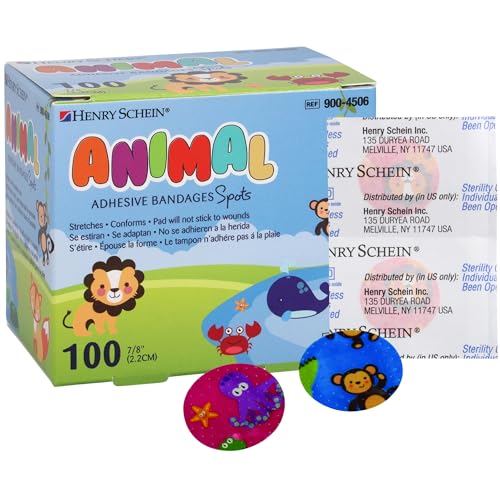 Henry Schein Kids Animal Print Spot Adhesive Bandage, 7/8", Sterile, 100 Ct - style: 7/8" Spot