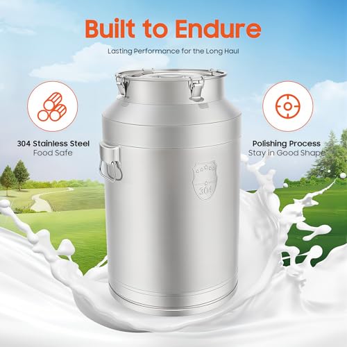 Stainless Steel Milk Barrel, 20 Gallon Milk Can Bucket - size: 20Gal