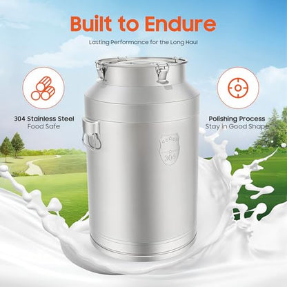 Stainless Steel Milk Barrel, 20 Gallon Milk Can Bucket - size: 20Gal