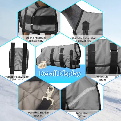 Goat Coat, Winter Livestock Blanket for Goats, Sheep, Calves, Dogs, Mini Pigs & Donkeys with Reflective Strip, Adjustable Farm Animal Coat, 1200D Waterproof 150g 28.68" Back (Gray, Medium) - color: Gray, size: Medium