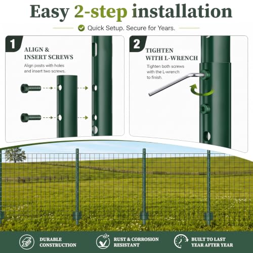Metal Fence Posts Heavy Duty U-Post Stakes for Wire Fencing, 6 FT Green - color: Green, size: 6FT-10P
