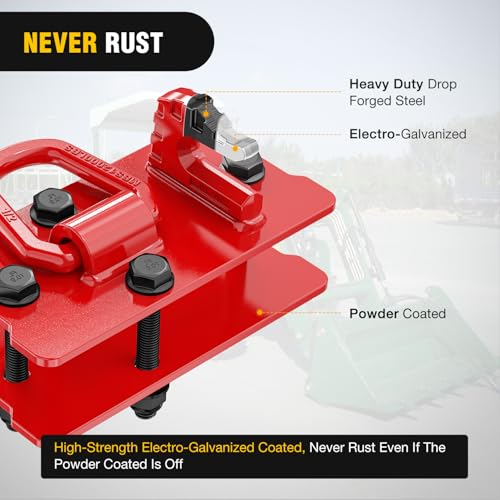 Nilight Tractor Bucket Grab Hook with Tie-Down Ring & Back Plate - color: Red, size: Hooks w/ Ring
