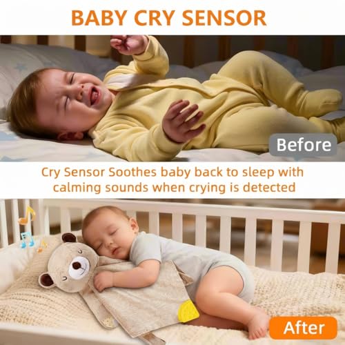 BEREST Baby Sound Sleep Soother- White Noise and Lullaby Infant Sleeping Aid with Cry Sensor at Nap Time Routine, Awesome Babies Gift Portable Plush Toddler Snuggle Toy, Infant Blanket (Deep Brown) - color: Deep Brown