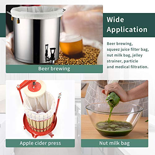 12"x18" Nylon Mesh Strainer Bags for Almond Nut Milk, Greek Yogurt, Home Beer Wine Brewing 180 Micron - size: 12"x18" Brew Bag - 180Micron