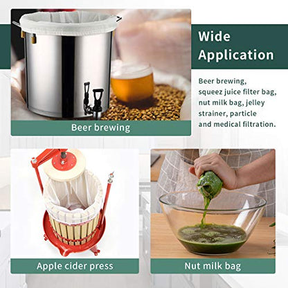 12"x18" Nylon Mesh Strainer Bags for Almond Nut Milk, Greek Yogurt, Home Beer Wine Brewing 180 Micron - size: 12"x18" Brew Bag - 180Micron